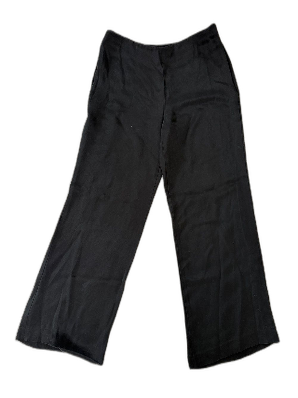 Lauren Ralph Lauren 100% Silk Black Wide Leg Pants Minimalist Size 6